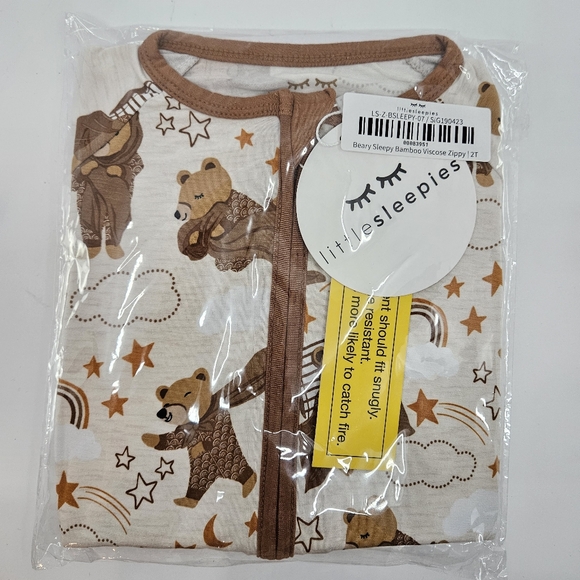 Little Sleepies Beary Sleepy Bamboo Viscose Zippy 2T - NWT